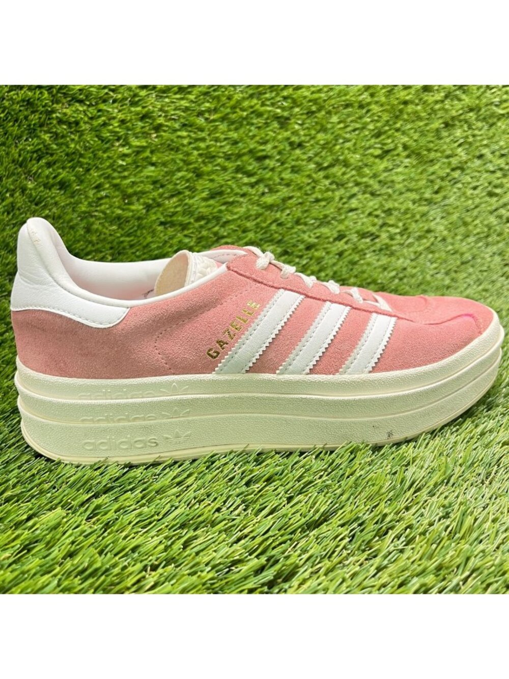 Adidas Gazelle Bold Womens Size 7.5 Pink White Athletic Running Shoes Sneakers